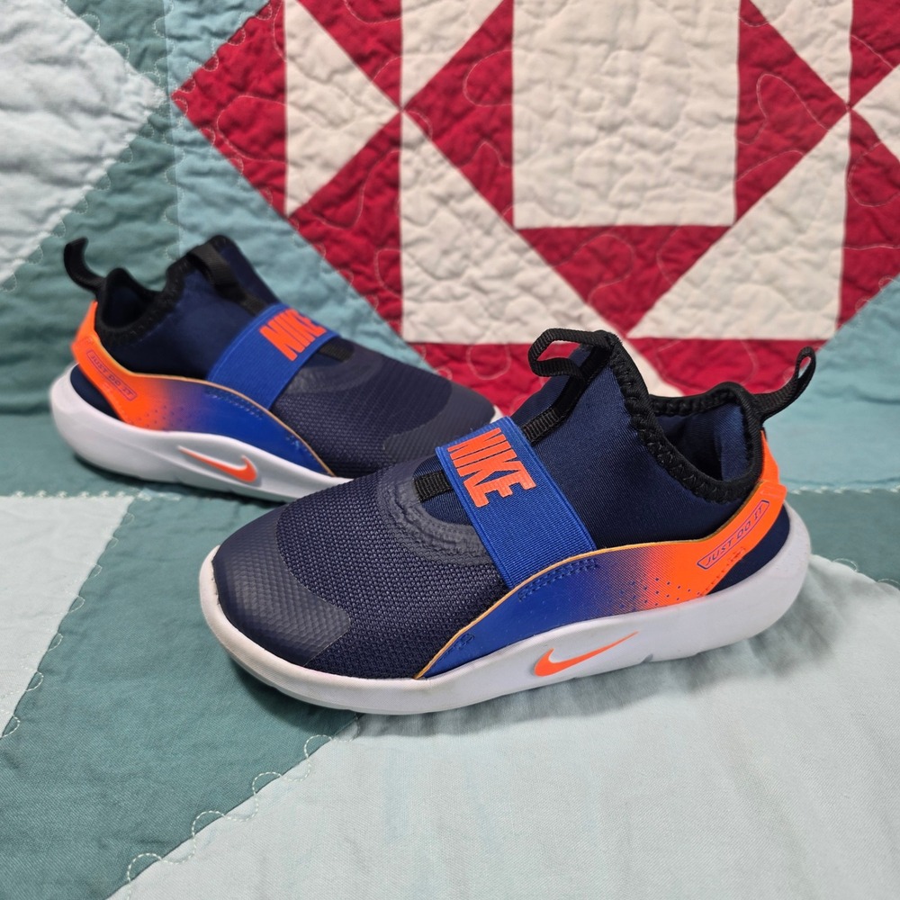 Nike Flex Runner Toddler Boys 10C Blue Orange Slip On Sneakers